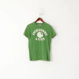 Abercrombie & Fitch Men S Shirt Green Cotton Graphic Embroidered Muscle Top