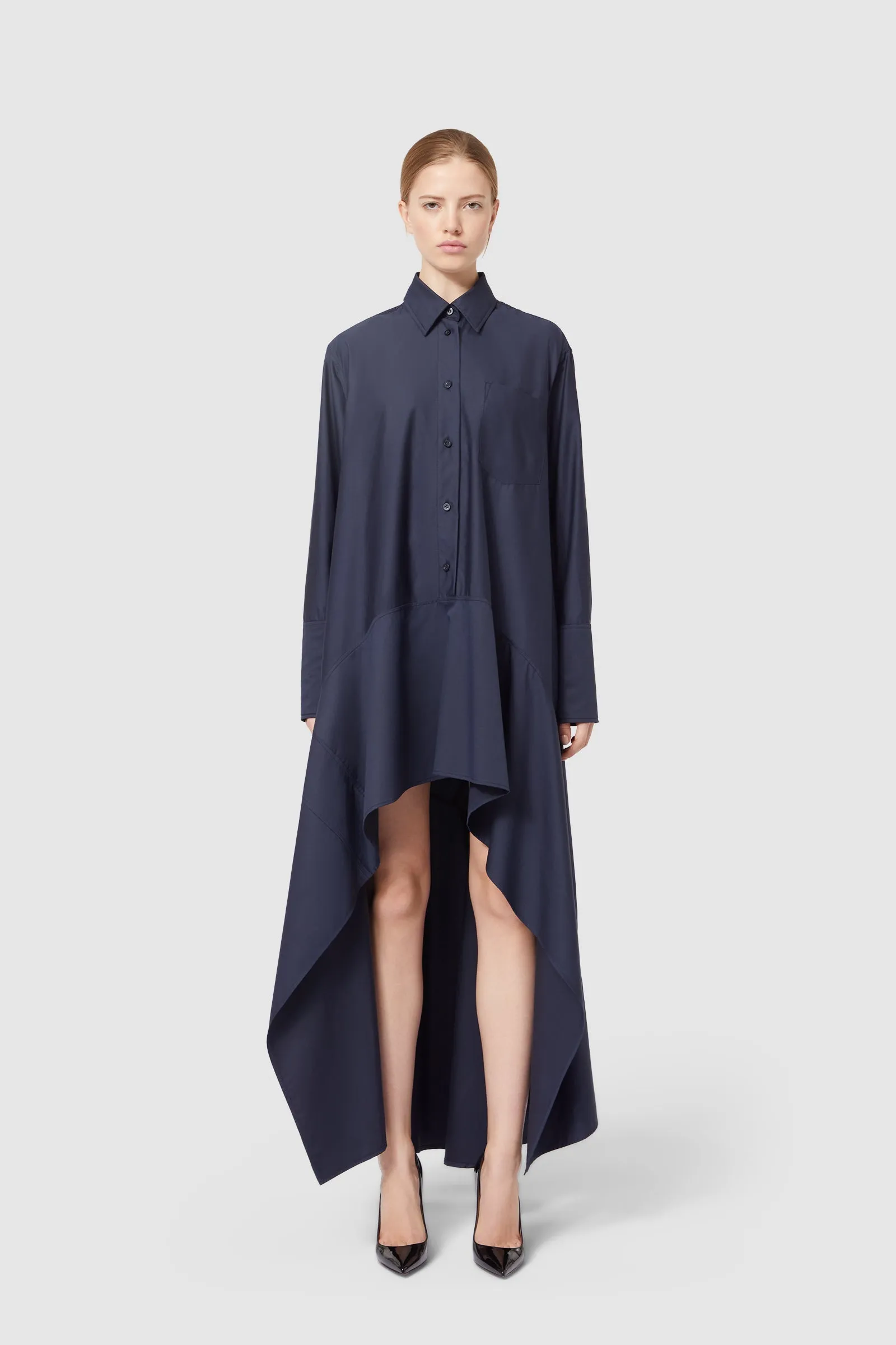 ASYMMETRICAL VOLANT SHIRT DRESS