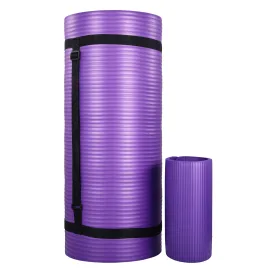 BalanceFrom 1" Thick Yoga Mat w/Knee Pad & Carrying Strap, Purple (Open Box)