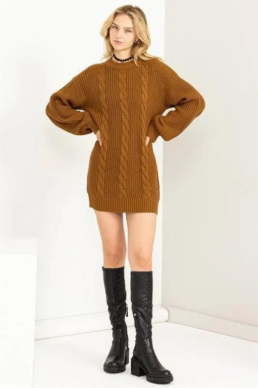 Cable Knit Mini Sweater Dress