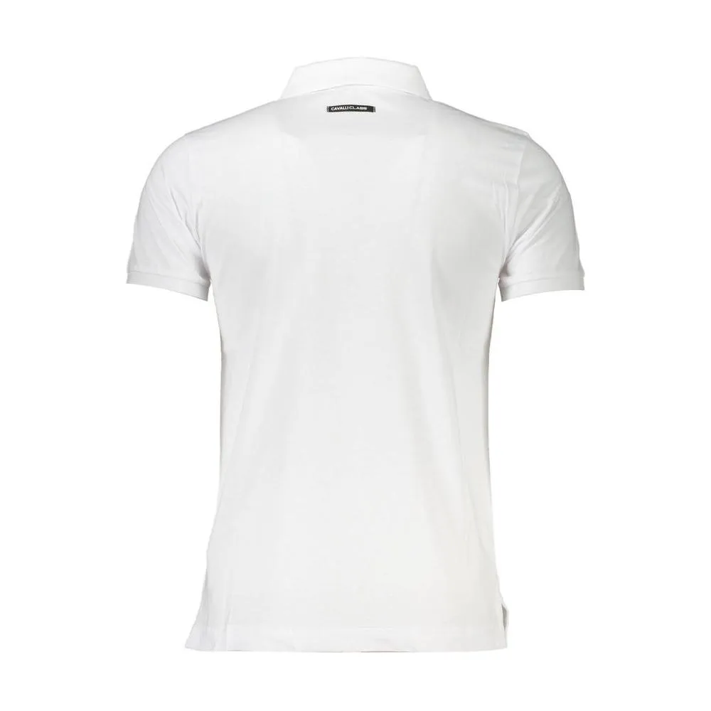 Cavalli Class White Cotton Men Polo Shirt