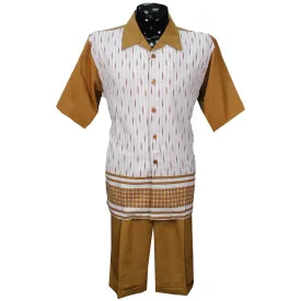 Cognac Striped Montique- Short Set