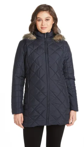 DIAMOND QUILTED 3/4 PUFFER