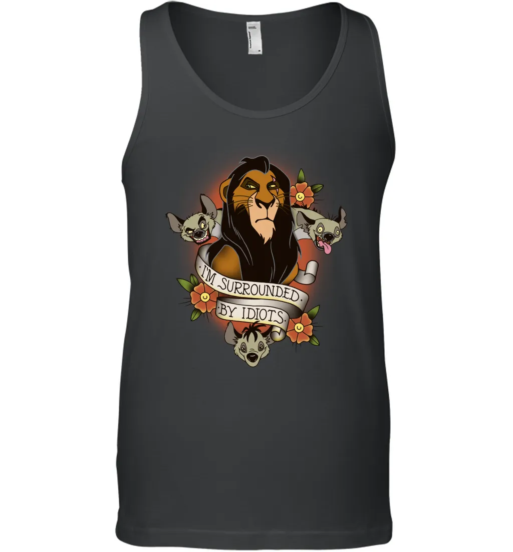 Disney Lion King Scar and Hyenas I'm Surrounded By Idiots Men Cotton Tank Top