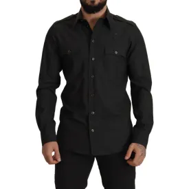 Dolce & Gabbana Elegant Slim Fit Dark Green Cotton Shirt