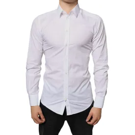 Dolce & Gabbana White Cotton Collared Men Formal Dress Shirt