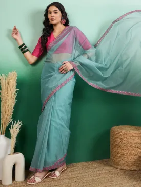 Embroidered Saree With Blouse Piece