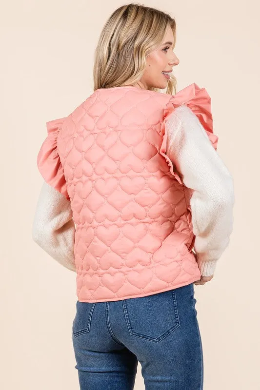 Lightweight Heart Quilted Puffer Vest