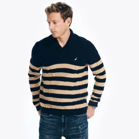 Nautica Men's Striped Cable-Knit Sweater