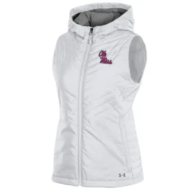 Ole Miss Rebels Under Armour WOMEN'S White Storm Fitted Hooded Puffer Vest