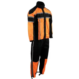 ORANGE SH233102 Men's Black and Orange Water Resistant Rain Suit with Reflective Tape