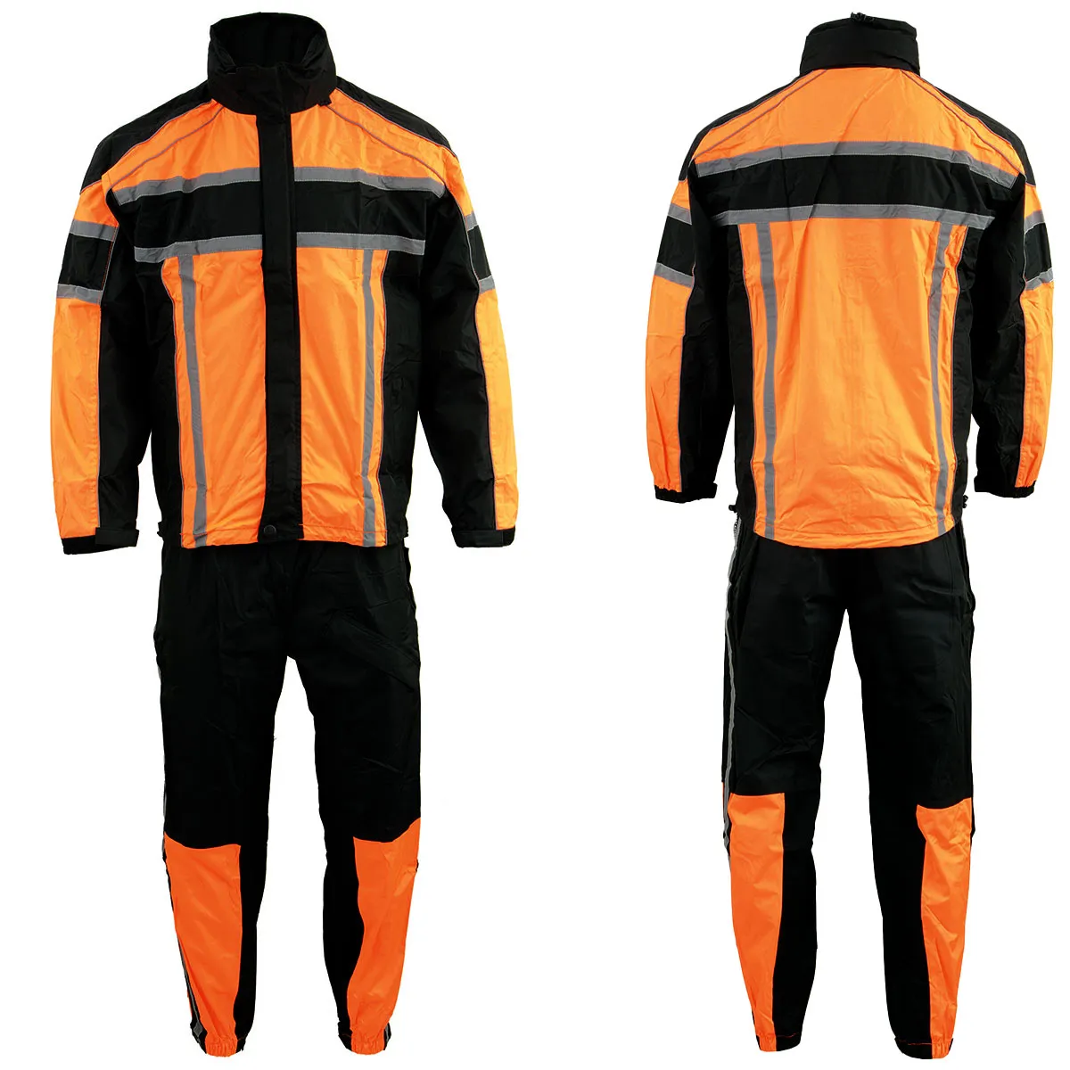 ORANGE SH233102 Men's Black and Orange Water Resistant Rain Suit with Reflective Tape