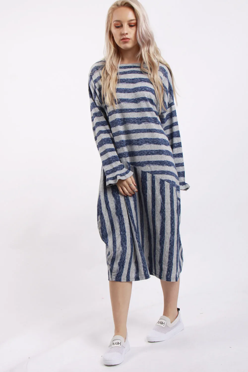 Oversized Stripe lines Style Classic Dress