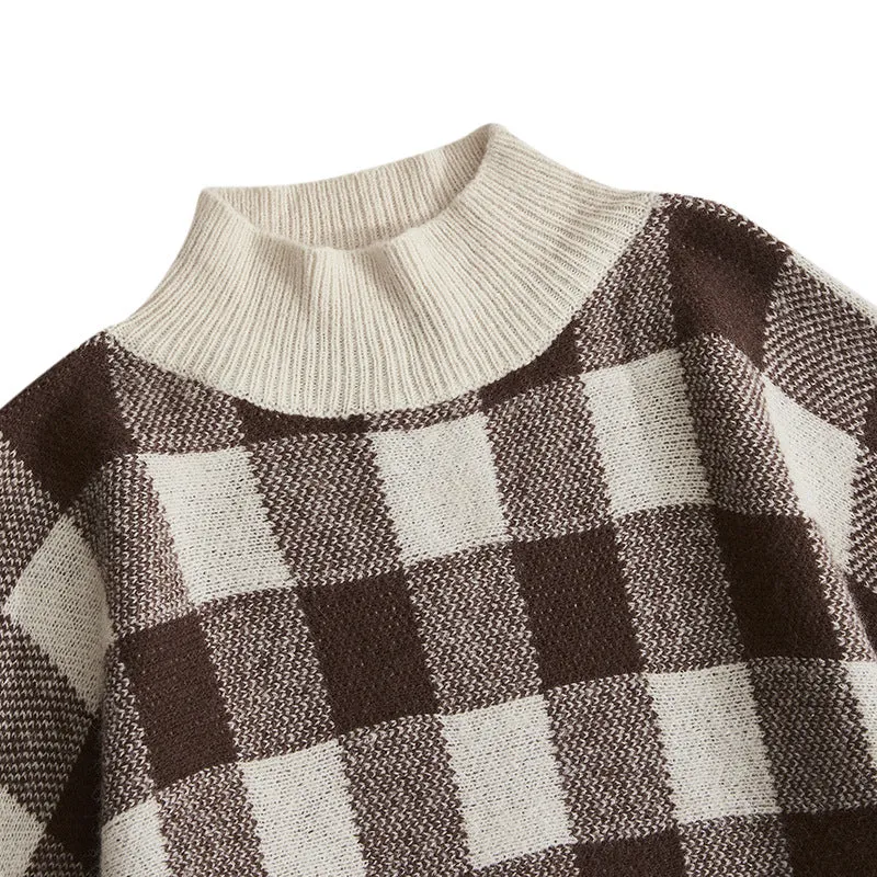 Pre Order:  Casual Turtleneck Plus Size Plaid Sweater