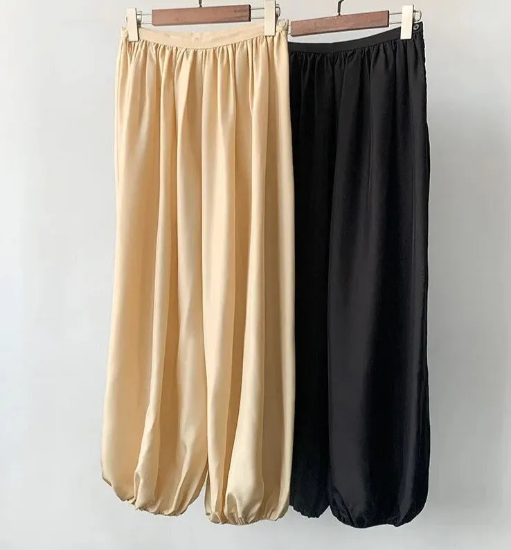 Pre Order:  Wide Leg Loose Silk Pants