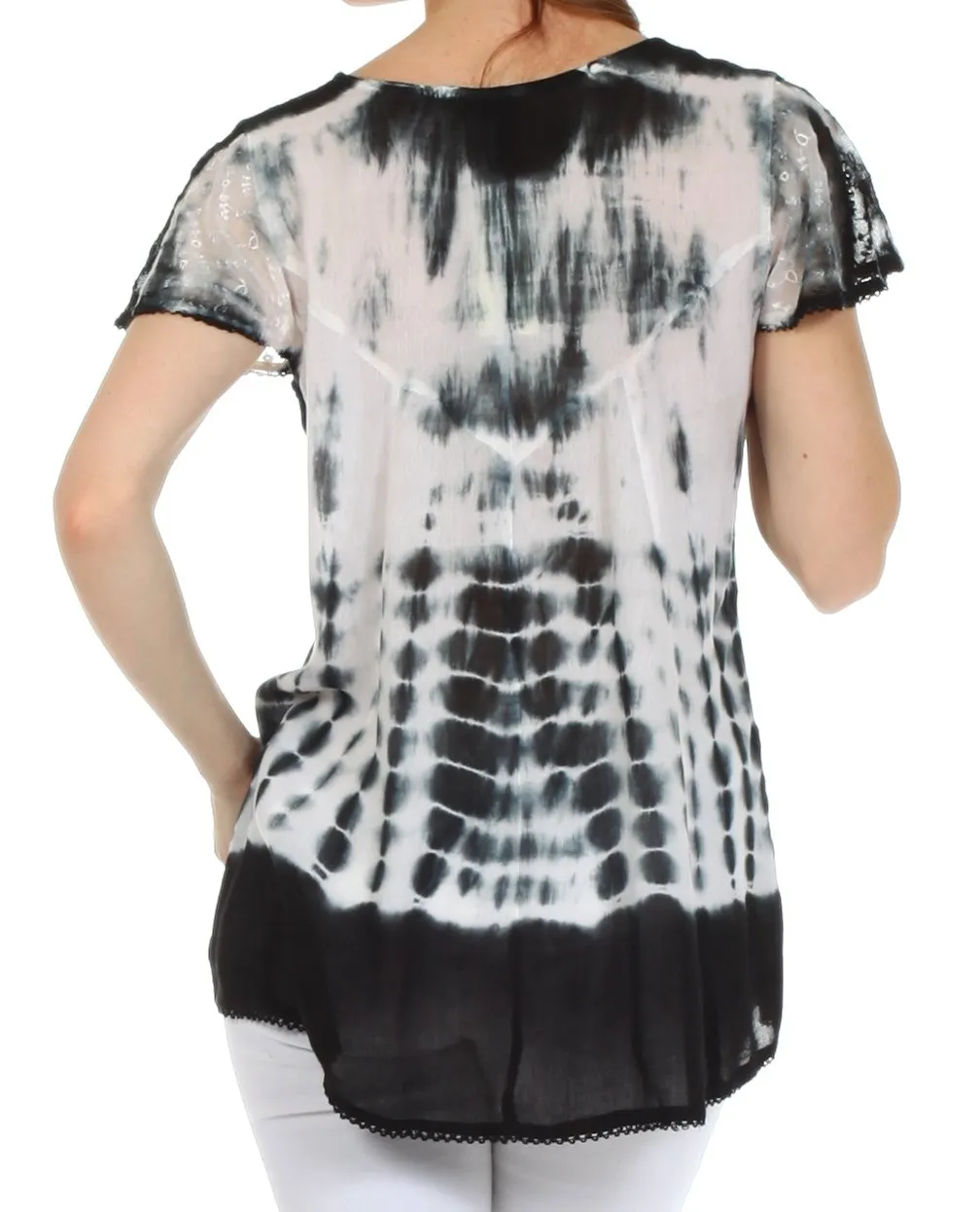 Sakkas Natalie Sequin Tie Dye Blouse