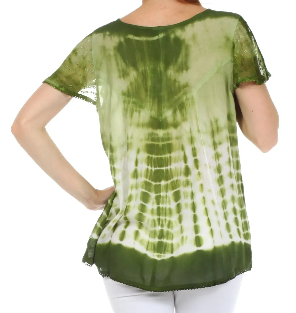 Sakkas Natalie Sequin Tie Dye Blouse