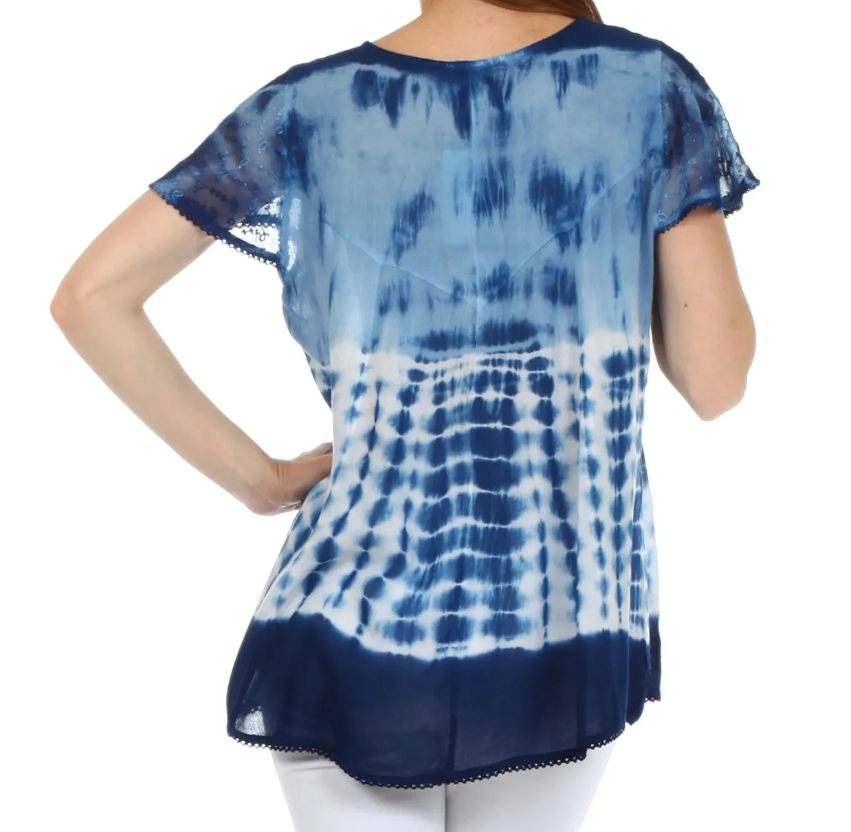 Sakkas Natalie Sequin Tie Dye Blouse