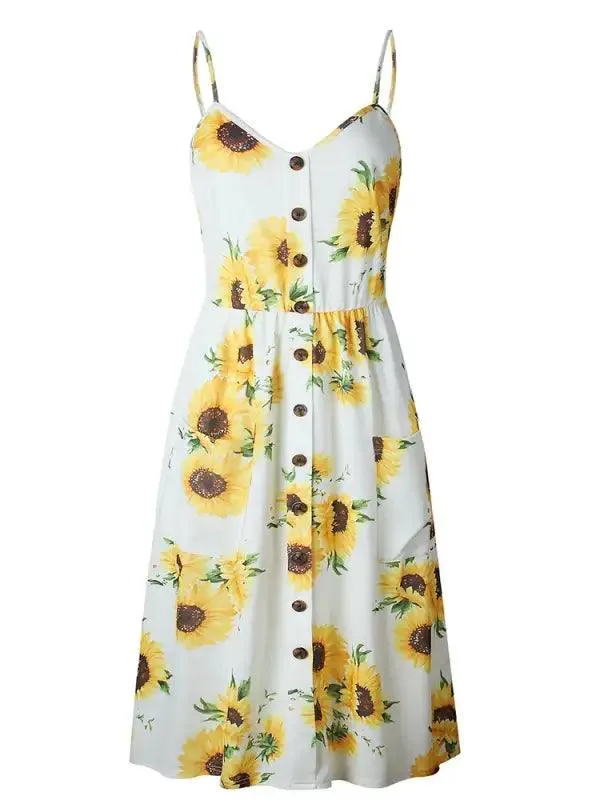 Sun-kissed Sunflower Midi Dress