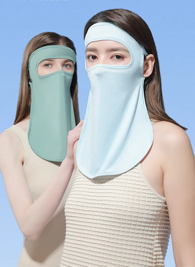 Sunscreen Mask for Women Full Face Mask UV Protection Ice Silk Mask Face Towel Thin Facekini