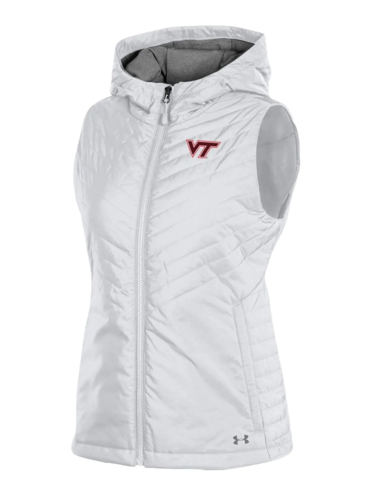 Virginia Tech Hokies Under Armour WOMEN'S White Storm Fitted Hooded Puffer Vest