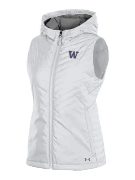 Washington Huskies Under Armour WOMEN'S White Storm Fitted Hooded Puffer Vest