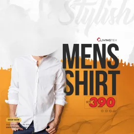 White Band Collar Slim fit Shirt