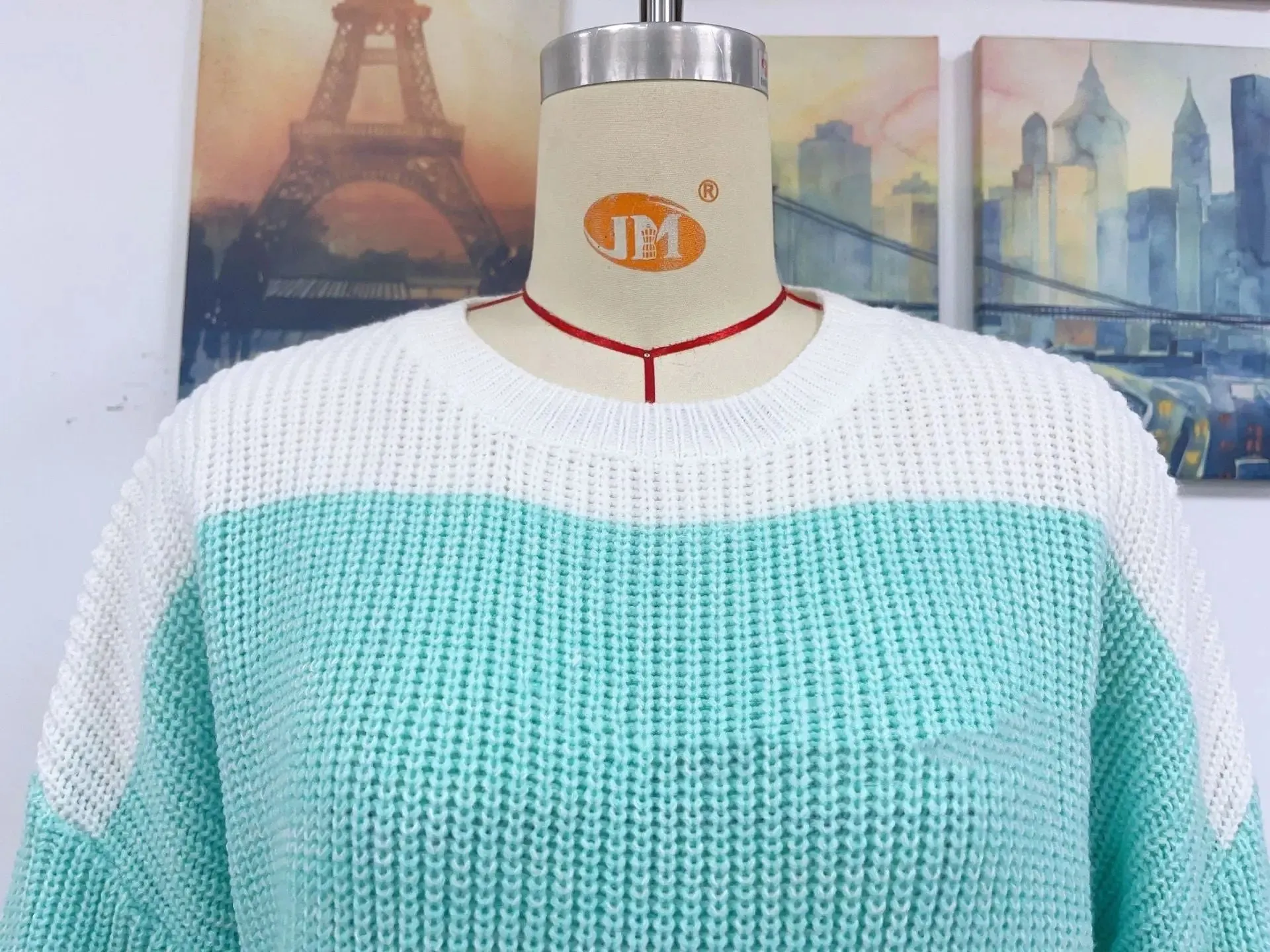 Women's Color-block Crew Neck Sweater