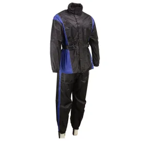 Xelement RN4768 Men's Black and Blue 2-Piece Motorcycle Rain Suit with