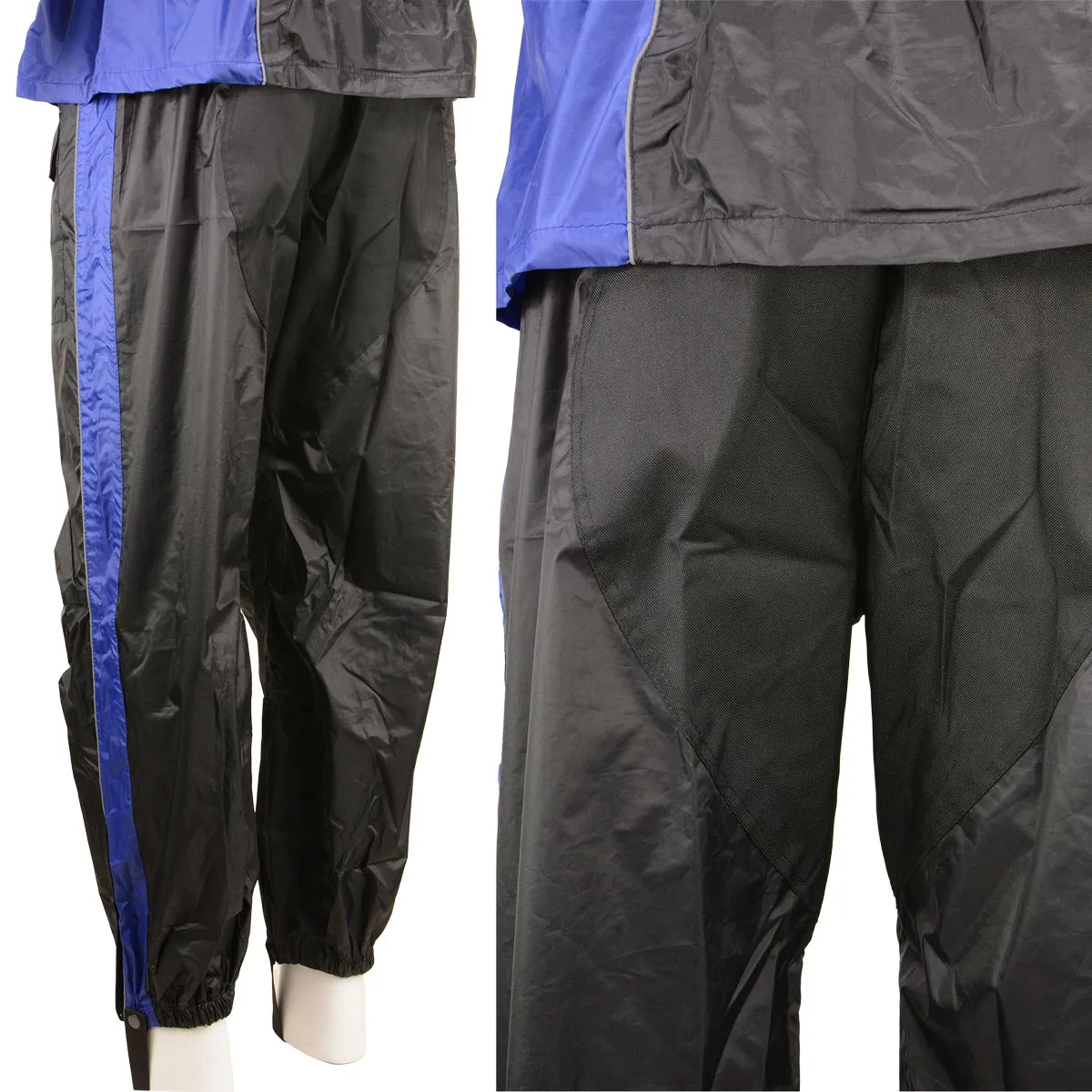 Xelement RN4768 Men's Black and Blue 2-Piece Motorcycle Rain Suit with